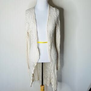 Bershka Cream Crochet Cardigan Coverup